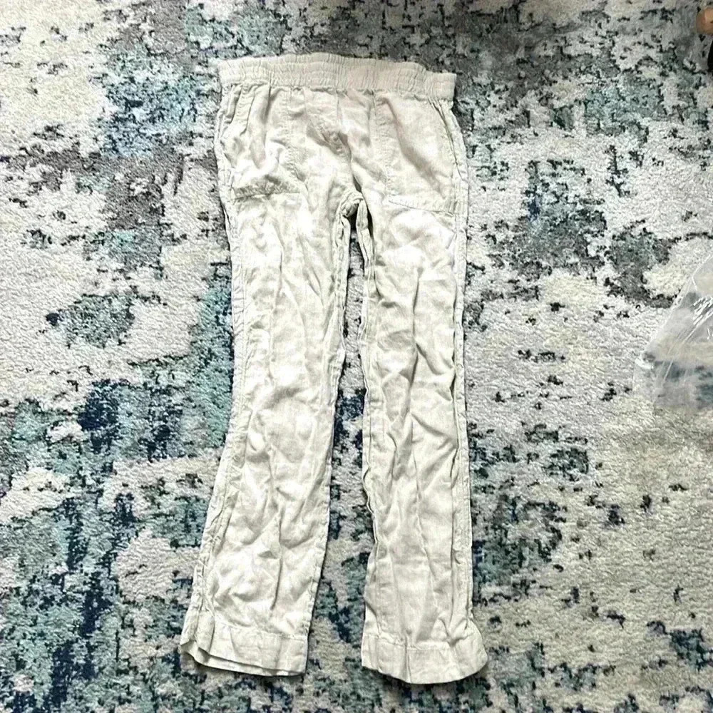 Chicos oatmeal linen pants elastic waist zero